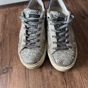 Golden Goose Silver Gray Sparkle Sneakers